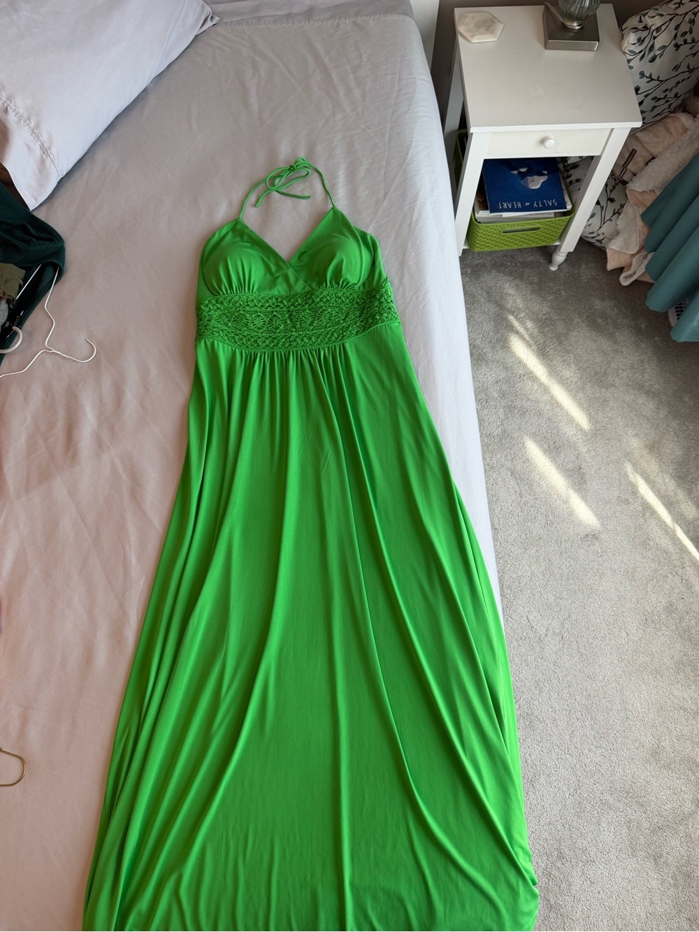 I.N. Studio Bright Green Halter Maxi Slip Dress
